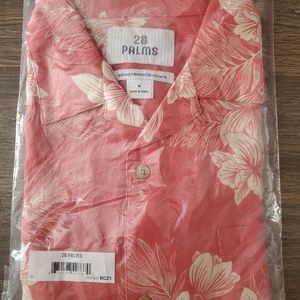 Hawaiian Shirt Mens Medium Floral on Red